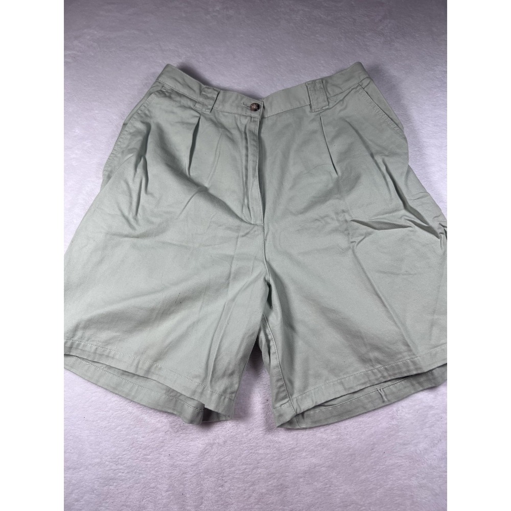 Jones New York Sport Shorts Womens 12‎ Green Pleated Chino Twill Casual Summer